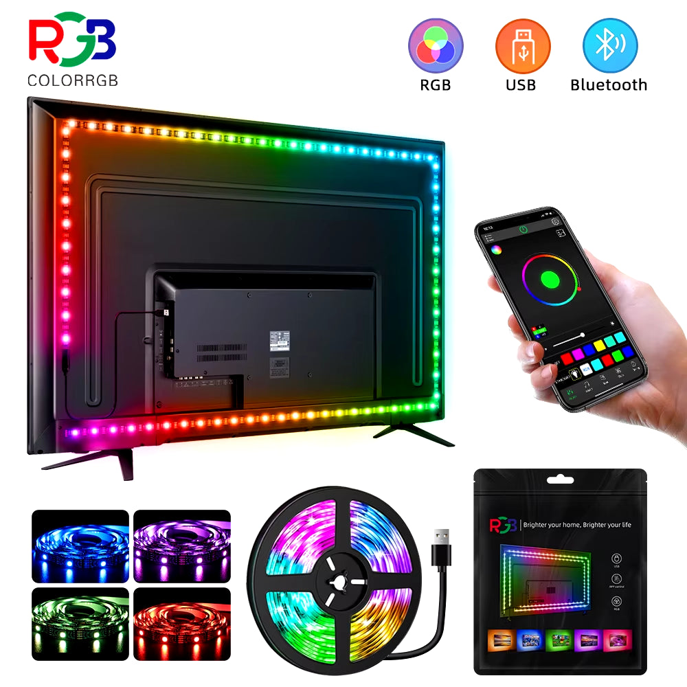 Colorrgb 5050 Led Strip Light Bluetooth App 5V USB Led Tape Flexible Ribbon Diode Tape for TV Backlight 16Millon Colors